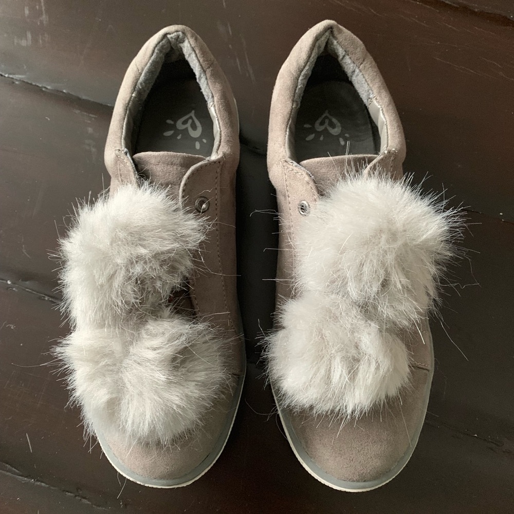 Justice Girls Gray Suede Pom Pom Sneaker 5